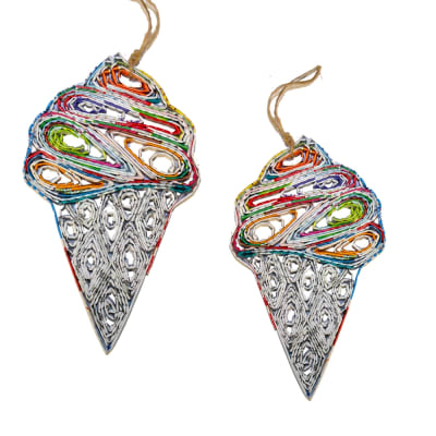 Recycled Magazine Ice Cream  Ornaments