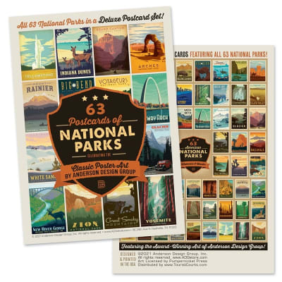 63 Illustrated National Park Postcards