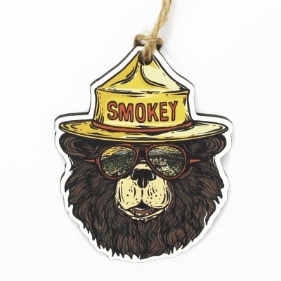 Smokey Bear Groovy Glasses Wooden Ornament