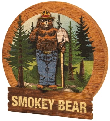 Smokey Bear Round Wooden Magnet