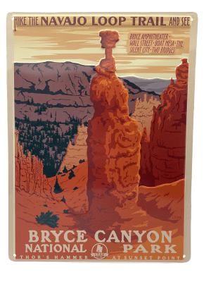 Bryce Canyon Retro Art Tin Postcard