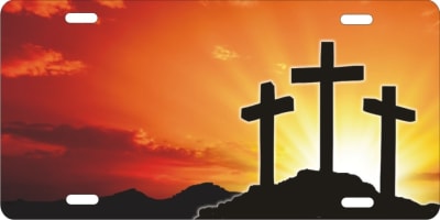 Golgotha Three Crosses Christian personalized novelty license plate