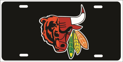 Chicago Sport Teams Combined Logo Novelty Front License Plate Decorative Car Tag Custom License Plates, Personalized License Plates, Decorative License Plates, Front License Plates, Car Tags, airbrush