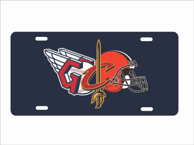 Cleveland sport teams combined logo license plate Custom License Plates, Personalized License Plates, Decorative License Plates, Front License Plates, Car Tags, airbrush