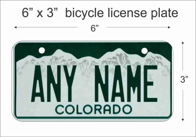 Colorado state Mini License Plate for Bicycles, Bikes, Wheelchairs, Golf Carts personalized for you. can also be used as a door sign.