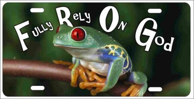 FROG Fully Rely On God personalized novelty front license plate Decorative Vanity car tag