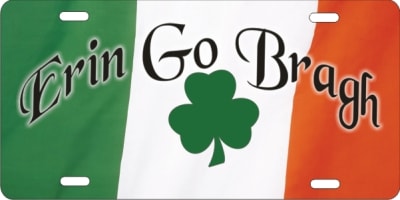 Ireland Flag with Shamrock Erin Go Bragh custom car tag