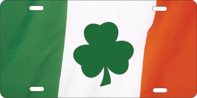 Ireland Flag with Shamrock custom car tag