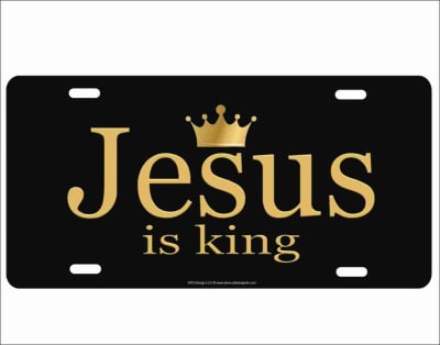 Jesus is king novelty license plate decorative vanity aluminum sign