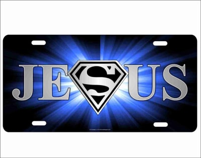 Jesus Superman novelty front license plate Decorative Vanity Car Tag