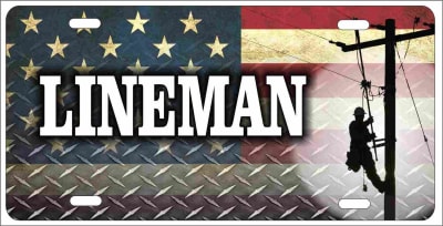 A Proud Lineman on American Flag personalized novelty front license plate Decorative car tag