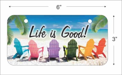 Life is Good Mini License Plate for Bicycles, Bikes, Wheelchairs, Golf Carts personalized with your design custom vanity Decorative plate