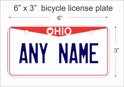 Ohio state Mini License Plate for Bicycles, Bikes, Wheelchairs, Golf Carts personalized for you. can also be used as a door sign.