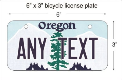 Oregon state Mini License Plate for Bicycles, Bikes, Wheelchairs, Golf Carts personalized for you. can also be used as a door sign.