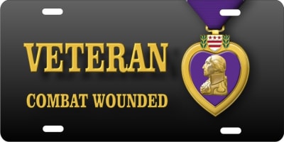 Purple Heart VETERAN Combat Wounded custom car  Custom License Plates, Personalized License Plates, Decorative License Plates, Front License Plates, Car Tags, airbrush