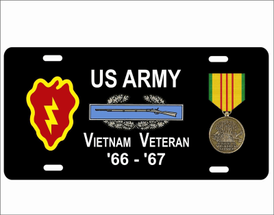 Vietnam veteran 25th INFANTRY DIVISION license plate Custom License Plates, Personalized License Plates, Decorative License Plates, Front License Plates, Car Tags, airbrush
