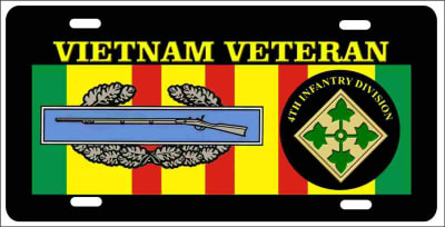 Vietnam veteran 4th INFANTRY DIVISION license plate Custom License Plates, Personalized License Plates, Decorative License Plates, Front License Plates, Car Tags, airbrush