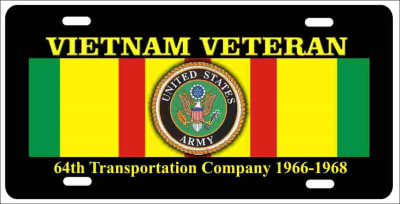 Vietnam veteran 64th Transportation Company personalized novelty Front license plate Decorative Aluminum Sign car tag Custom License Plates, Personalized License Plates, Decorative License Plates, Front License Plates, Car Tags, airbrush