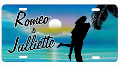 custom car tag personalized airbrush beach scene license plate