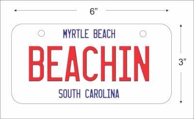 beachin Mini License Plate for Bicycles, Bikes, Wheelchairs, Golf Carts personalized with your design custom vanity Decorative plate