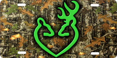 Browning buck and doe lovers on camo personalized novelty front license plate decorative vanity aluminum car tag