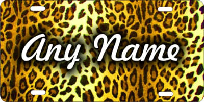 cheetah leopard print personalized novelty front license plate decorative vanity aluminum car tag