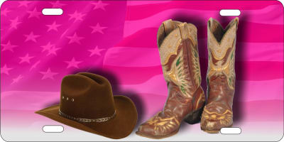 cowgirl custom car tag