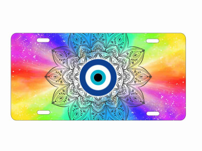 evil eye mandala design license plate custom car tag