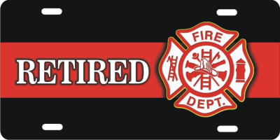 Fire Dept Maltese cross Retired Firefighter personalized novelty license plate (NOT 3D)