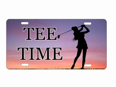 tee time golfer Girl personalized novelty front license plate decorative vanity car tag