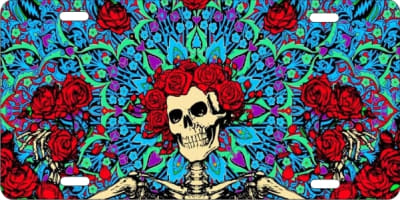 Grateful skeleton novelty front license plate car tag