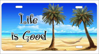 Life Is Good beach scene personalized novelty license plate Decorative vanity front car tag