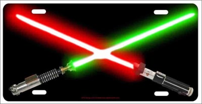 Light sabers red and green personalized novelty license plate decorative vanity front car tag