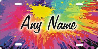 personalized novelty license plate Paint splatter rainbow colors Custom License Plates, Personalized License Plates, Decorative License Plates, Front License Plates, Car Tags, airbrush