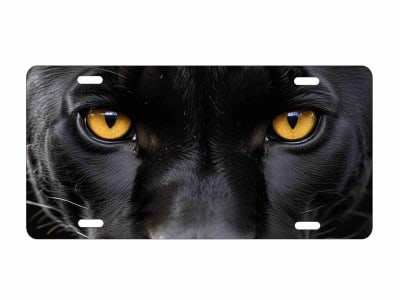 black panther yellow eyes custom license plate