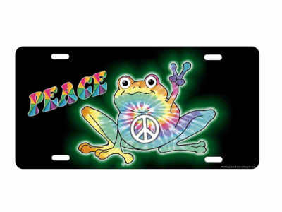 Peace Frog decorative novelty front license plate vanity aluminum sign