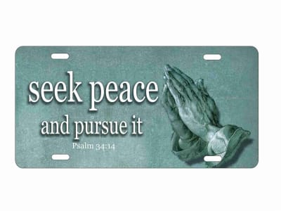 praying hands seek peace car tag Custom License Plates, Personalized License Plates, Decorative License Plates, Front License Plates, Car Tags, airbrush