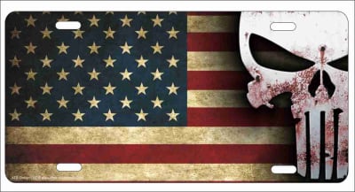 Punisher skull American flag personalized novelty license plate