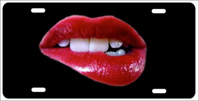 Biting Lip Sexy Red Lips personalized novelty Front license plate custom vanity Decorative Aluminum car tag, Personalized License Plates, Decorative License Plates, Front License Plates, Car Tags, airbrush
