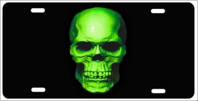 Green skull custom car tag Custom License Plates, Personalized License Plates, Decorative License Plates, Front License Plates, Car Tags, airbrush