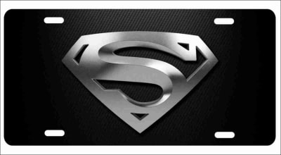 Superman logo chrome personalized novelty license plate custom car tag Custom License Plates, Personalized License Plates, Decorative License Plates, Front License Plates, Car Tags, airbrush