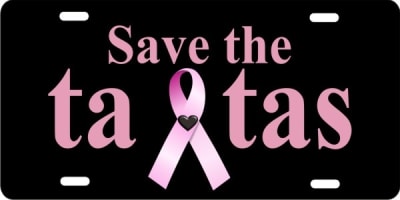 Save the Ta Tas breast cancer awareness license plate Custom License Plates, Personalized License Plates, Decorative License Plates, Front License Plates, Car Tags, airbrush