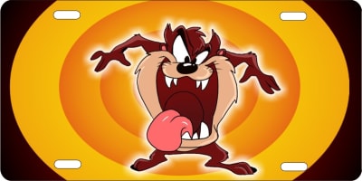 tazmanian devil custom car tag Custom License Plates, Personalized License Plates, Decorative License Plates, Front License Plates, Car Tags, airbrush