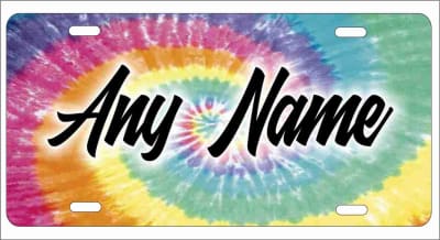 Tie dye custom car tag personalized license plate
