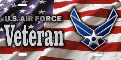 personalized novelty license plate US air force VETERAN flag background Custom License Plates, Personalized License Plates, Decorative License Plates, Front License Plates, Car Tags, airbrush
