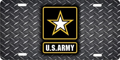 personalized novelty license plate US Army on diamond plate Custom License Plates, Personalized License Plates, Decorative License Plates, Front License Plates, Car Tags, airbrush