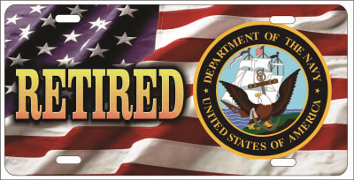 us navy retired on American flag Custom License Plates, Personalized License Plates, Decorative License Plates, Front License Plates, Car Tags, airbrush