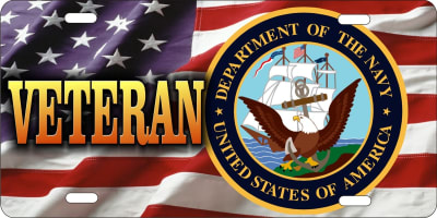 us navy VETERAN on American flag Custom License Plates, Personalized License Plates, Decorative License Plates, Front License Plates, Car Tags, airbrush