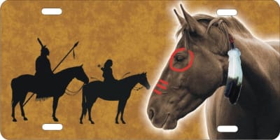 personalized novelty license plate Native American War Horse Custom License Plates, Personalized License Plates, Decorative License Plates, Front License Plates, Car Tags, airbrush