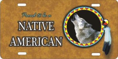 personalized novelty license plate Proud to be a Native American wolf Spirit Custom License Plates, Personalized License Plates, Decorative License Plates, Front License Plates, Car Tags, airbrush